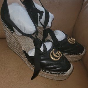 GUCCI Black Leather Platform Espadrille   ---- BRAND NEW